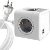 ProXtend 4-weg Schuko Power Cube 1.4M wit met USB