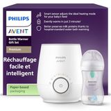 Philips Avent-flessenwarmer Cadeauset – Premium, Snelle Flessenwarmer & Natural Response-fles, Slimme Temperatuurregeling, Gelijkmatig Opwarmen, Autom. Uitschakeling, Voorzichtig Ontdooien, SCF358/10