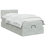 vidaXL Ottoman bed met matras Lichtgrijs 90 x 200 cm Fluweel