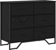 vidaXL Ladekast - 6-Lade - Zwart Eiken - 91 x 35,5 x 74,5 cm