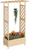 Merkloos / Sans marque Relaxdays Plantenbak met Klimrek, Dak, HBD: 183x110x44 cm, Bloembak met Trellis, Balkon, Tuin, Hout, in div. kleuren