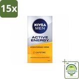 NIVEA MEN Active Energy Crème pour le visage avec caféine - 50 ml - Lot en gros (15 pièces)