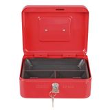 Amig Geldkistje met 2 sleutels - rood - staal - muntbakje - 20 x 16 x 9 cm - inbraakbeveiliging