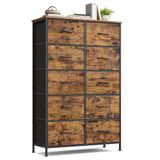 SONGMICS BELLAH Collectie - Commode, kast, opbergmeubel, voor slaapkamer, hal, woonkamer, staal, 10 laden, industriële stijl, vintage bruin-zwart LGS125BH04