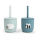 Done by Deer Tiny Farm Siliconen Rietjesbeker - 2 Stuks - Blauw