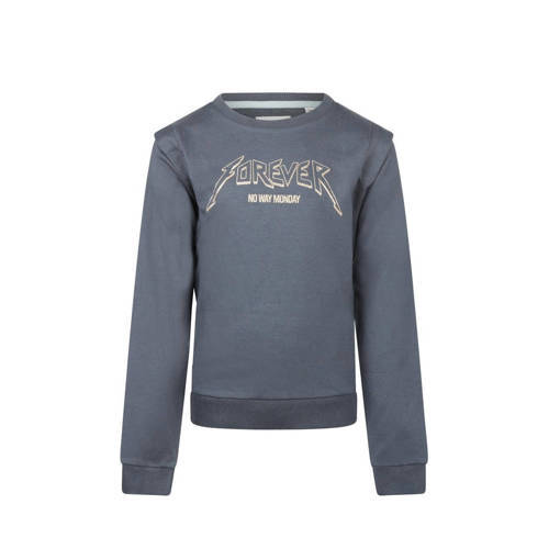 No Way Monday No Way Monday sweater met printopdruk donkerblauw