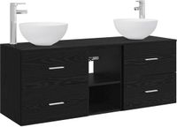vidaXL Badkamerkastenset 3 st Zwart eiken 129 x 35 x 80 cm