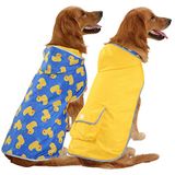 HDE Omkeerbare hondenregenjas met capuchon Slicker Poncho regenjas jas voor kleine middelgrote grote honden eenden geel - XXL