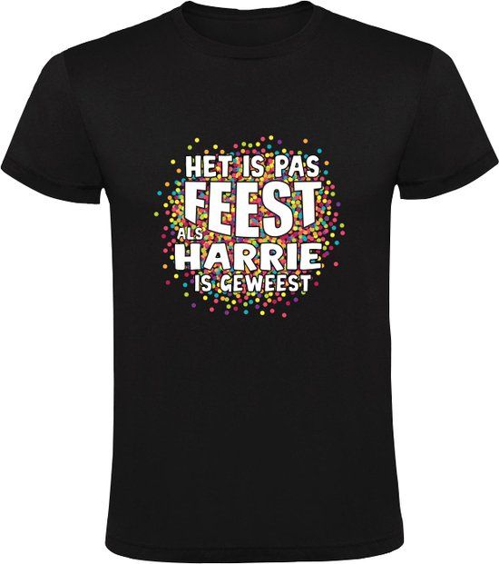 Sol's Het is pas feest als Harrie is geweest Heren T-shirt Zwart - Maat S