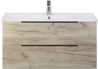 BES LED Seville Badmeubelset 100 cm - Craft Oak Edge Greep - Wastafel Enjoy