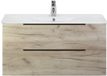 BES LED Seville Badmeubelset 100 cm - Craft Oak Edge Greep - Wastafel Enjoy