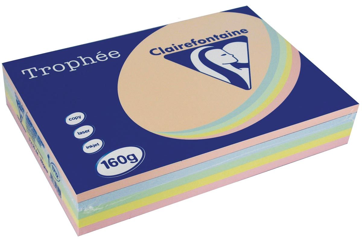 Clairefontaine Trophée Pastel A4 geassorteerde kleuren 160 g 5x50 vel