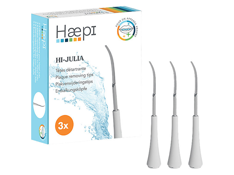 Haepi Hi-julia Vervangbare Tandsteenverwijderingskoppen – 3 Stuks Wit