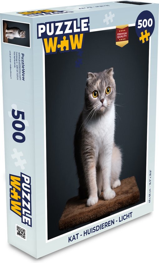 MuchoWow Puzzel Kat - Huisdieren - Licht - Legpuzzel - Puzzel 500 stukjes