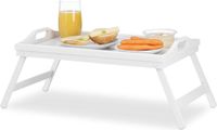 Wan GmbH Table de lit pliable en bambou avec bord surélevé et poignées - Blanc