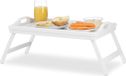 Wan GmbH Table de lit pliable en bambou avec bord surélevé et poignées - Blanc