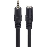 PremiumCord Verlengkabel 2,5 mm, lengte 3 m, bus 2,5 mm stopcontact, AUX-headset-audio-verlengkabel, beschermd, kleur zwart