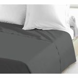LOVELY HOME Drap Plat 100% coton 180x290 cm gris fonce