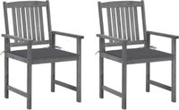 vidaXL Tuinstoelen 2 st met kussens massief acaciahout grijs