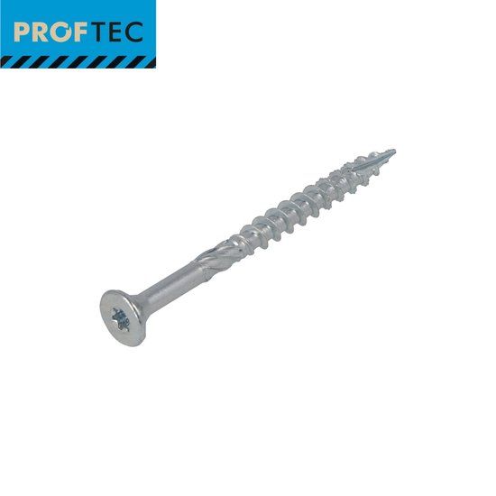 Proftec Spaanplaatschroef 6x160mm Platkop Verzinkt Deeldraad Torx T25 (100 stuks)