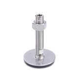 Ganter Normelemente GN 41-40-M16-75-D3-UK roestvrijstalen stelvoeten | rubber gevulkaniseerd, zilver, schroefdraad d2: M16X75
