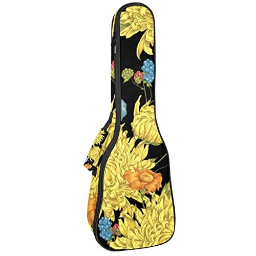 Mersov Concert Ukelele Rugzak, Heavy Duty Ukulele Case Bag met Opslag, Sopraan Concert Tenor Ukelele 10MM Gewatteerde BagBlack SheepsChrysant