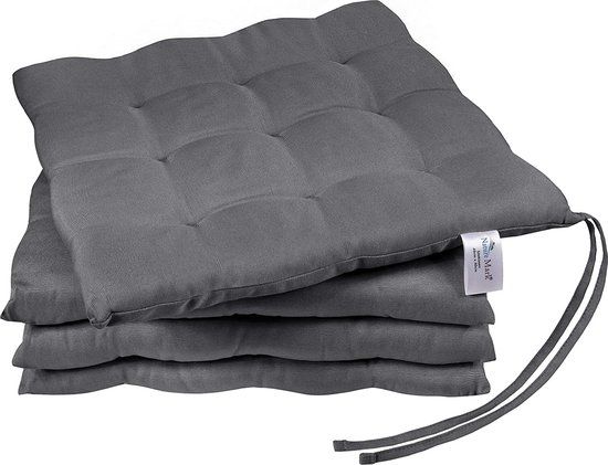 Set van 4 stoelkussens - 40x40 cm - antraciet grijs