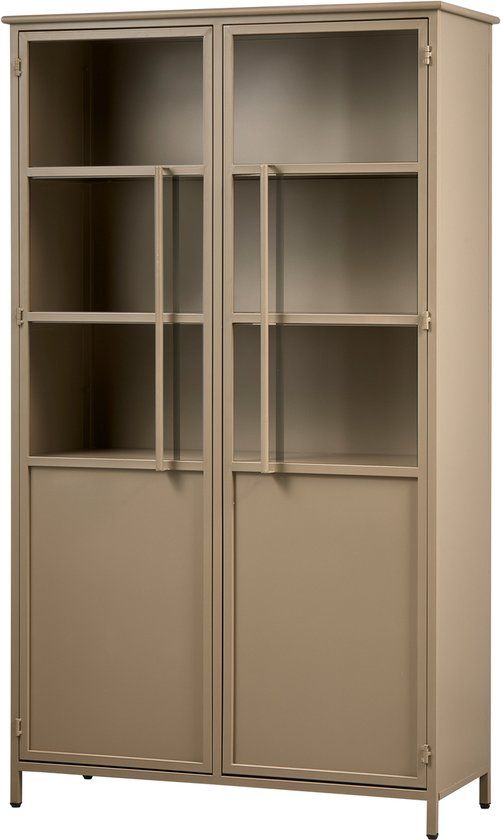 WOOOD Exhibit Vitrinekast - Khaki - 170x99x44 - Industrial Style - Iron