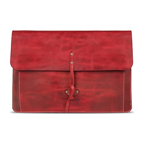 Londo Echt lederen MacBook Pro Case - Rood - 15-16 inch