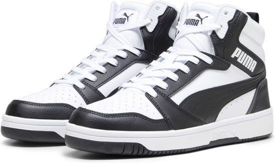 PUMA Rebound v6 Unisex Sneakers - PUMA White-PUMA Black-Shadow Gray-PUMA White - Size 42