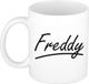 Bellatio Decorations Freddy Naam koffiemok - beker - met sierlijke letters - wit