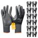 Gebol Midi Flex | Werkhandschoenen met afstotende nitrilcoating | Nitril handschoenen voor werkplaats en tuin | voor dames en heren | maat L (maat 9) | zwart | 12 paar multipack