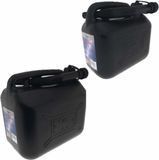 Benson Interbosch B.V. 2x stuks jerrycans zwart voor brandstof - 5 en 10 liter - inclusief schenktuit - benzine / diesel