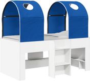 vidaXL Bed met Tunnel 3 st Wit en Blauw Bewerkt hout