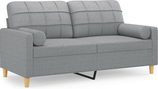vidaXL Tweezitsbank met sierkussens 140 cm stof lichtgrijs