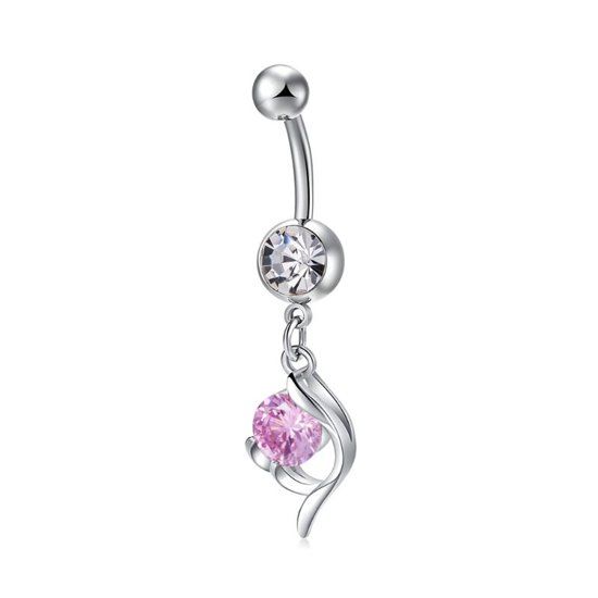 Aramat Jewels chirurgisch stalen Navelpiercing druppel-zirkonia-roze