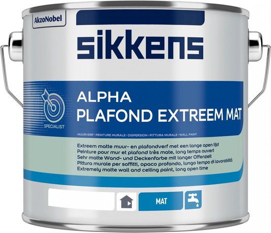 Sikkens Alpha Plafond Extreem Mat - 10L - Witte Muurverf - Mat - Binnen - 20 Jaar Garantie