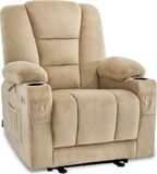 MCombo Elektrische Relaxstoel met Ligfunctie, Massage & Verwarming - TV Stoel - Beige