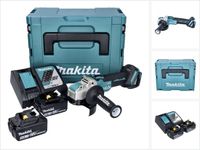 Makita DGA 521 RTX1J accu haakse slijper 18 V 125 mm X-LOCK Brushless + 2x accu 5,0 Ah + oplader + Makpac