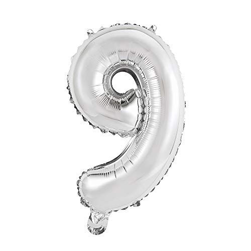Unique Party 14" Silver Foil Number 9 Balloon