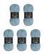 Wollbiene Softy Chenillewol om te haken, 5 x 100 gram, breiwol, 500 gram chenillewol, super volumineus grof gehaakte garen (blue stone 011)