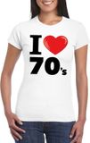 Bellatio Decorations Shoppartners Bv I love 70's thema t-shirt - wit - voor dames - Seventies verkleedkleding - korte mouwen M