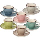 Tognana Porcellane Louise Koffiekopjes Set 6 stuks Meerkleurig Steengoed 0,09L