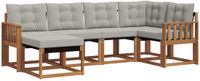 vidaXL Hoek loungeset 6 zitplaatsen Acacia hout Naturel en lichtgrijs