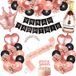 Shenzhen Haorui Industrial Technology Co., Ltd. Décoration d'anniversaire fille - or rose noir - bannière Joyeux Anniversaire - guirlande ballons confettis - 18 20 30 40 50 60e