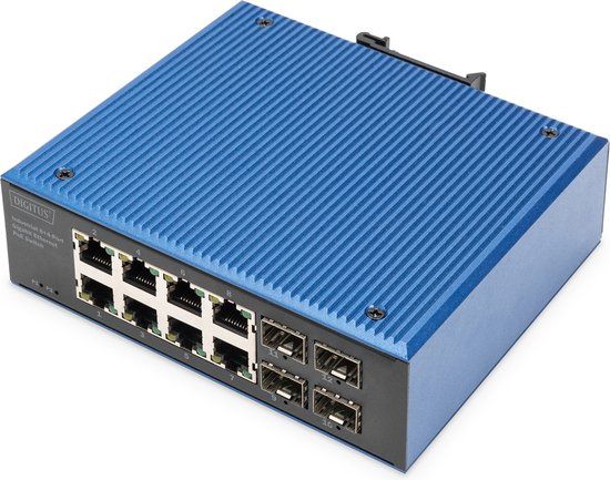 Digitus DN-651153 - Switch - 8-poorts Gigabit Ethernet - PoE - Zwart/Blauw