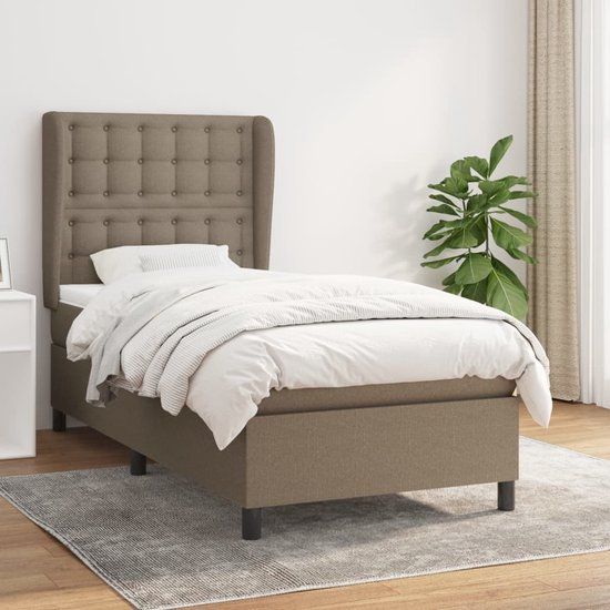 vidaXL Boxspring met matras stof taupe 80x200 cm