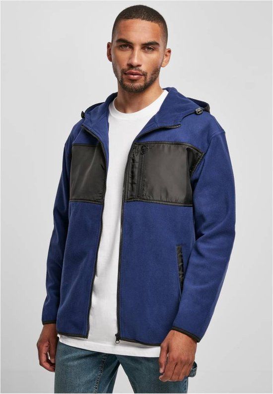 Urban Classics Hooded Micro Fleece Jacket - Men - L - Blue
