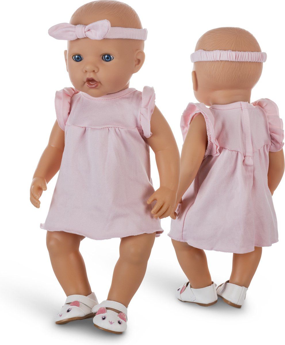 Isa's Friends® - Poppenkleding - Jurkje met Haarband - 43 cm - Roze - Katoen
