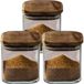 5Five Voorraadpot voedsel - 4x stuks - glas met acacia houten deksel - 600 ml - met luchtdichte deksel